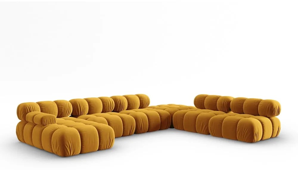 Żółta aksamitna sofa 379 cm Bellis – Micadoni Home