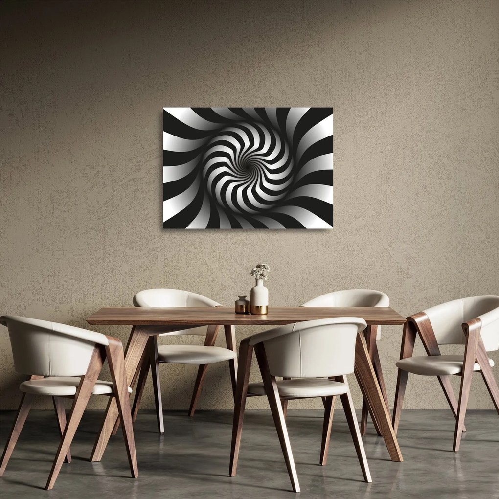 Obraz na szkle - Abstrakcyjny obraz czarno - białej spirali (70x50 cm)
