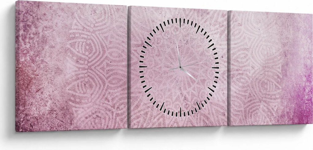 Obraz - Mandala na różowej ścianie (z zegarem) (90x30 cm)