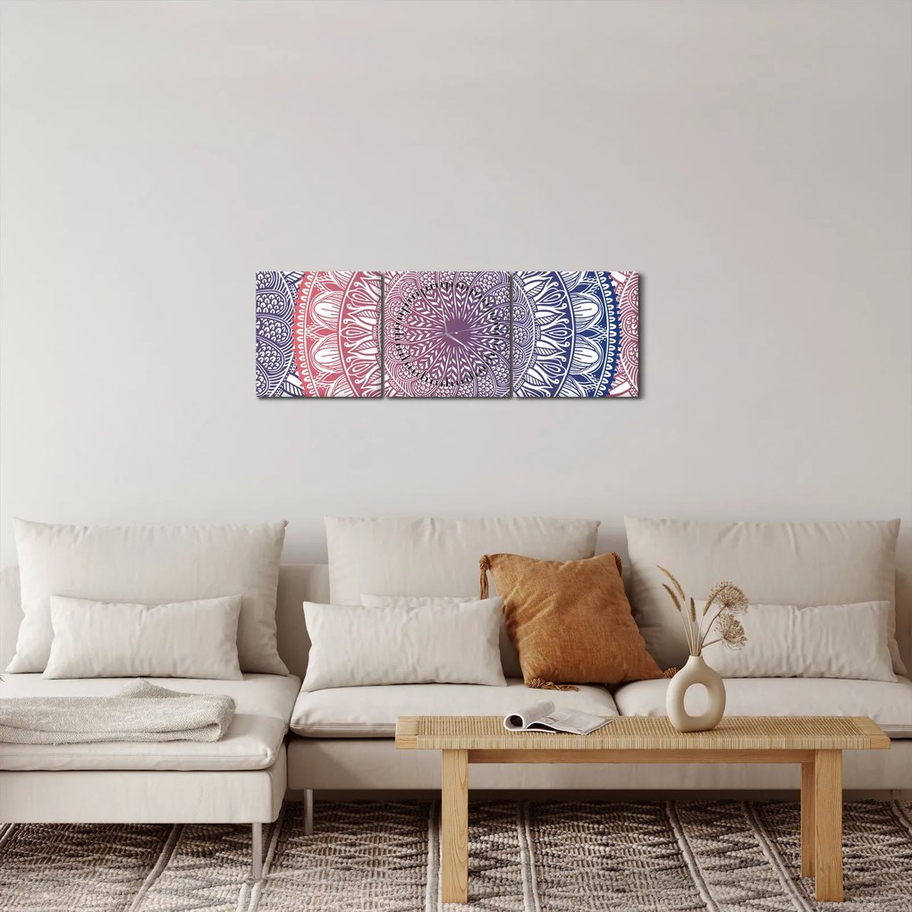Obraz z mandali (z zegarem) (90x30 cm)