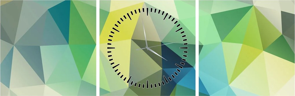 Obraz abstrakcji geometrycznej (z zegarem) (90x30 cm)