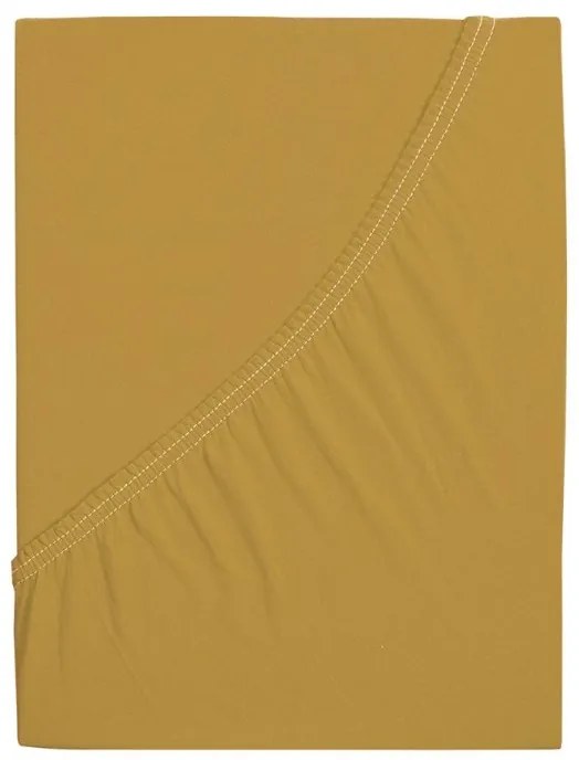 PrzytulneMieszkanie.pl Prześcieradło jersey ALVORA 90x200 cm musztardowe