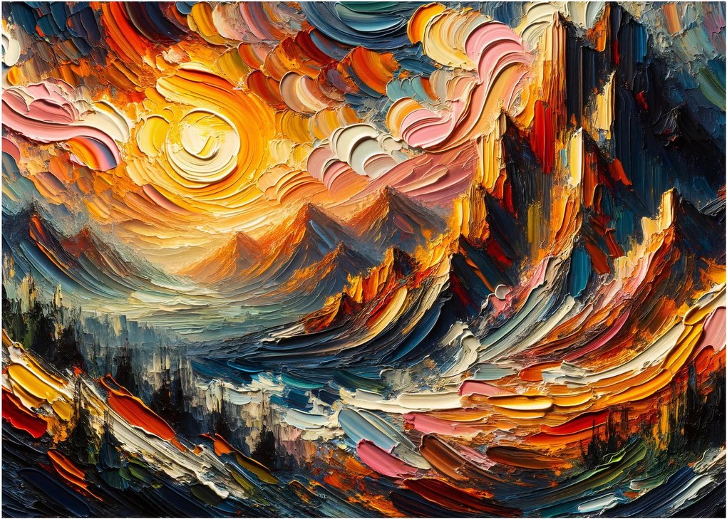 Obraz na szkle - Góry oświetlone słońcem (70x50 cm)