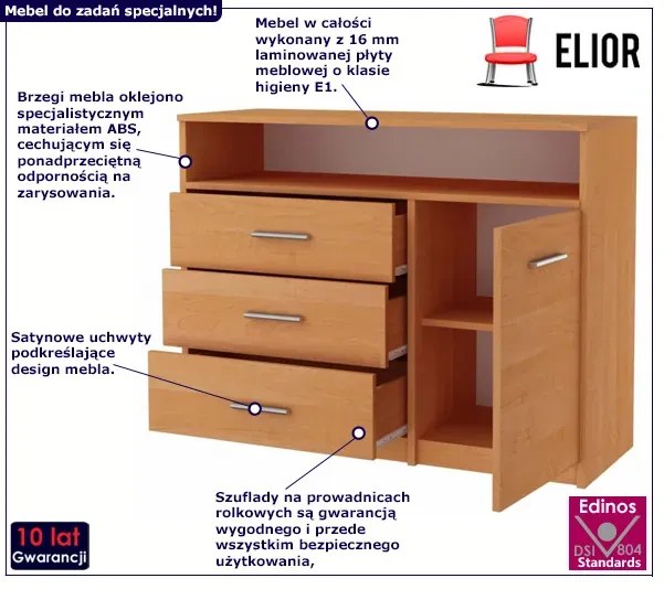 Klasyczna komoda z szufladami olcha - Cermesa 3X
