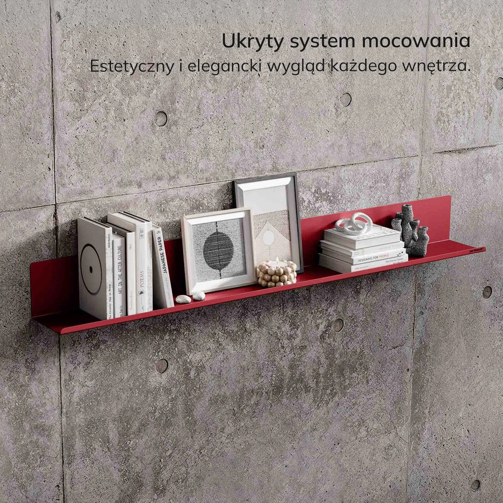 Półka wisząca metalowa czerwona, 1200 mm: JOANNE Modern