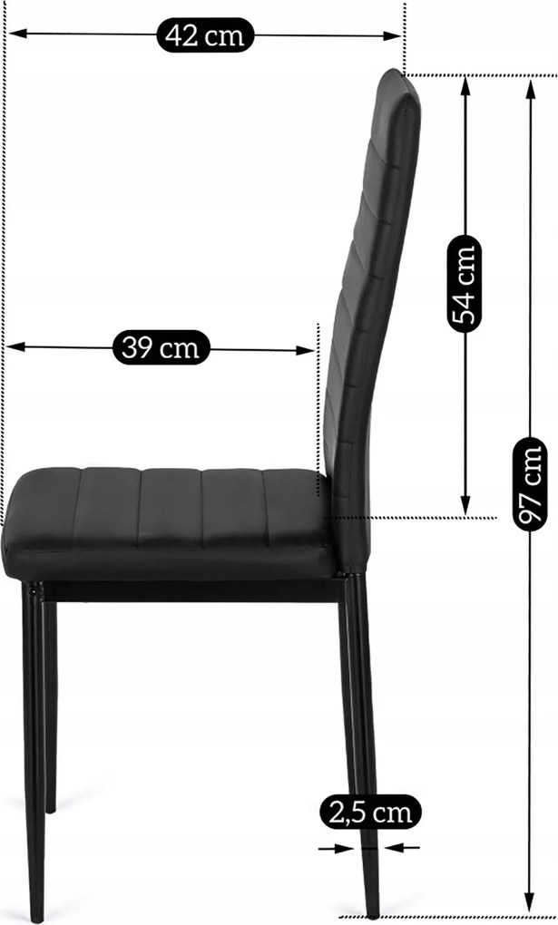 Krzesło Tapicerowane do Salonu NARIS Czarne Ekoskóra Nowoczesne Loft