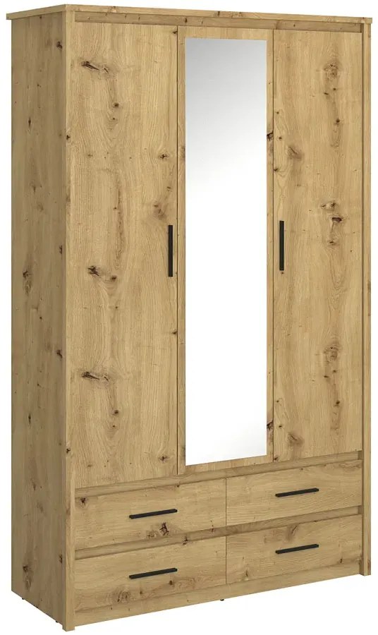Trzydrzwiowa szafa z lustrem dąb artisan C0-L44