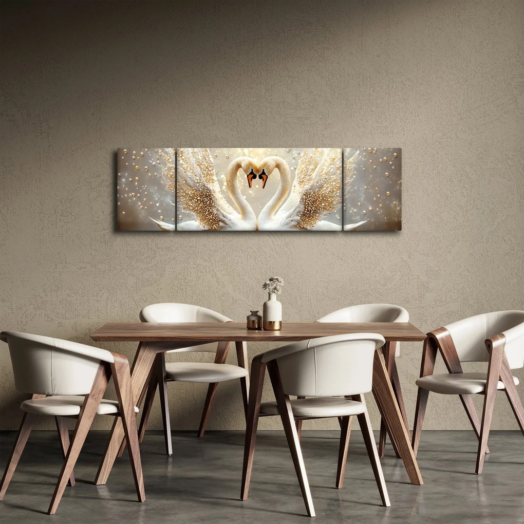 Obraz - Złote łabędzie (170x50 cm)
