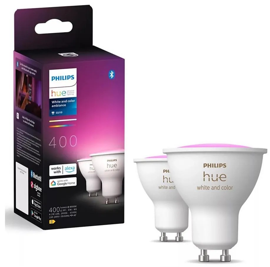 ZESTAW 2x LED RGBW Philips Hue WACA GU10/4,2W/230V 2000-6500K ściemnialna