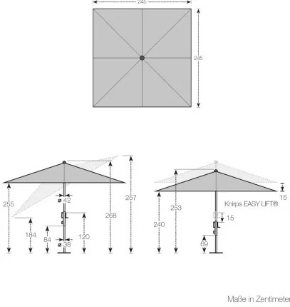 KNIRPS PHOENIX 245 x 245 cm - parasol do centrum ogrodniczego : Kolor parasola - Sandy