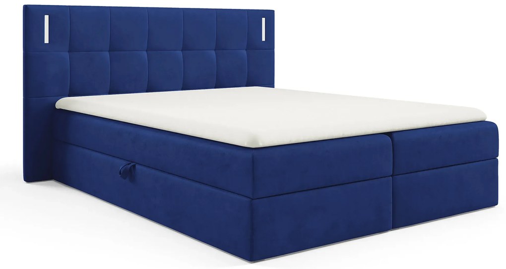 Granatowe łóżko z pikowanym zagłówkiem 5 rozmiarów N0-C71