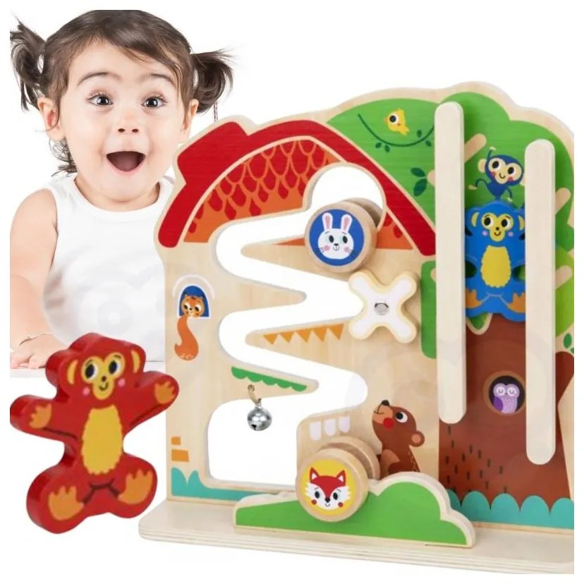 Tooky toy drewniana tablica manipulacyjna montessori labirynt