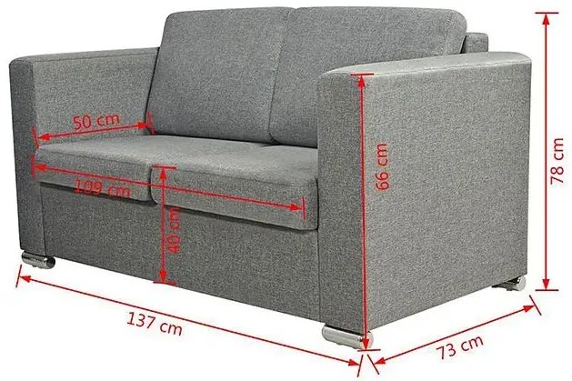 Dwuosobowa szara sofa loftowa - Sigala 2Q