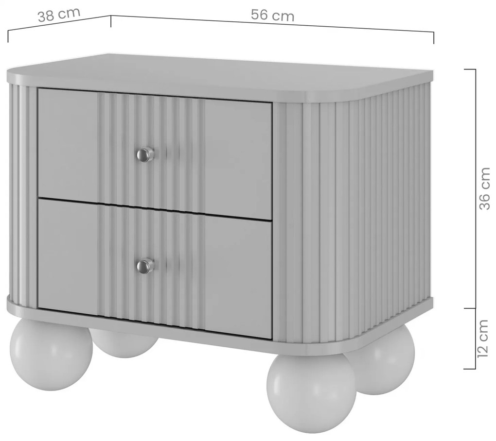 Zestaw szafek nocnych Vesper 56 cm - czarny / złote uchwyty / nogi kule