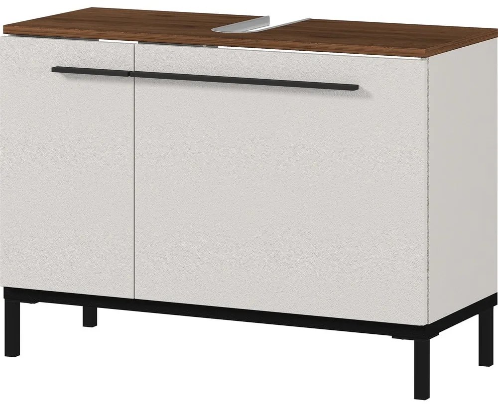 Szarobeżowa szafka pod umywalkę w dekorze orzecha 80x59 cm Yonkers – Germania