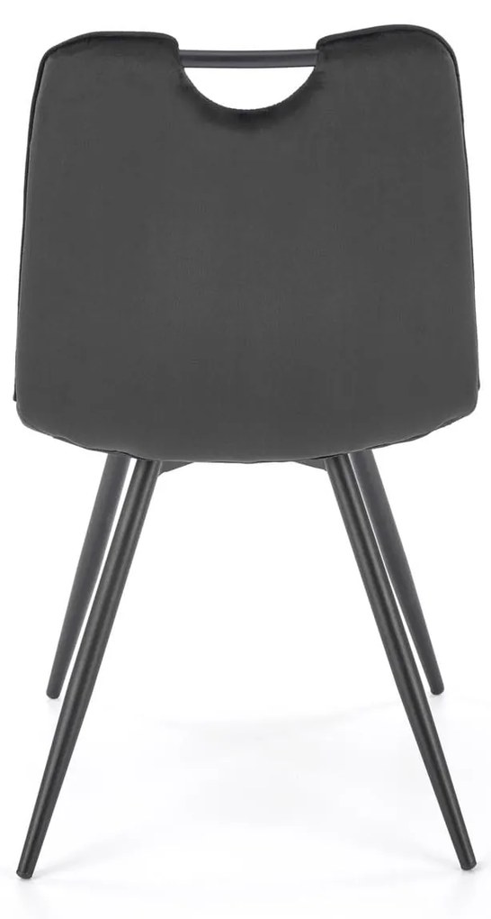 Krzesło czarne z rączką, velvet, tapicerowane, z uchwytem K521