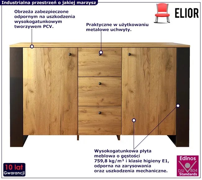 Duża komoda w stylu industrialnym - Pixi 4X