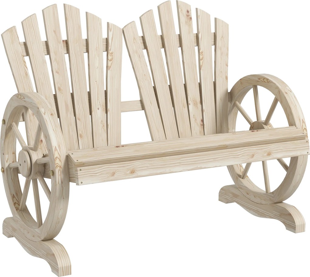 Outsunny Ławka ogrodowa, Design wozu, dla 2 osób, Drewno sosnowe