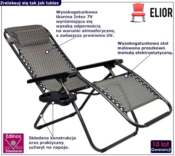 Brązowy składany leżak ogrodowy S2-P54