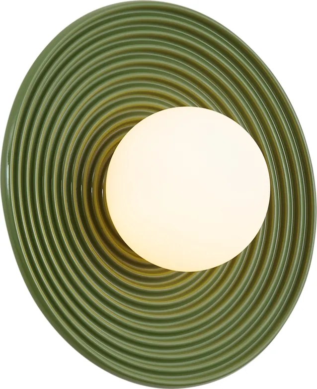 Retro Lampa Sufitowa Zielona z Opalowym Szkłem - Lila