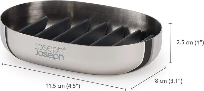 Mydelniczka ze stali nierdzewnej w kolorze srebra z połyskiem EasyStore Luxe – Joseph Joseph