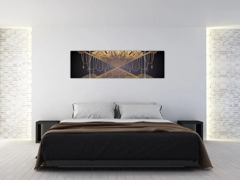 Obraz - Złota mandala ze strzałkami (170x50 cm)
