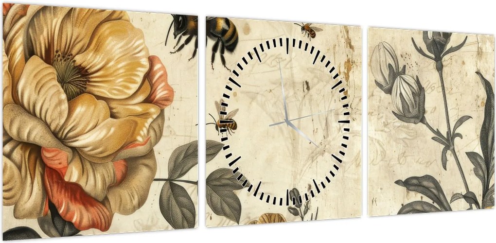 Obraz - Bee Meadow (z zegarem) (90x30 cm)