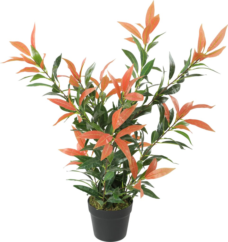 HOMCOM Sztuczna Photinia 90 cm roślina sztuczna z 300 liśćmi, z regulowanymi gałęziami, 45 x 45 x 90 cm, Czerwony+Zielony | Aosom PL