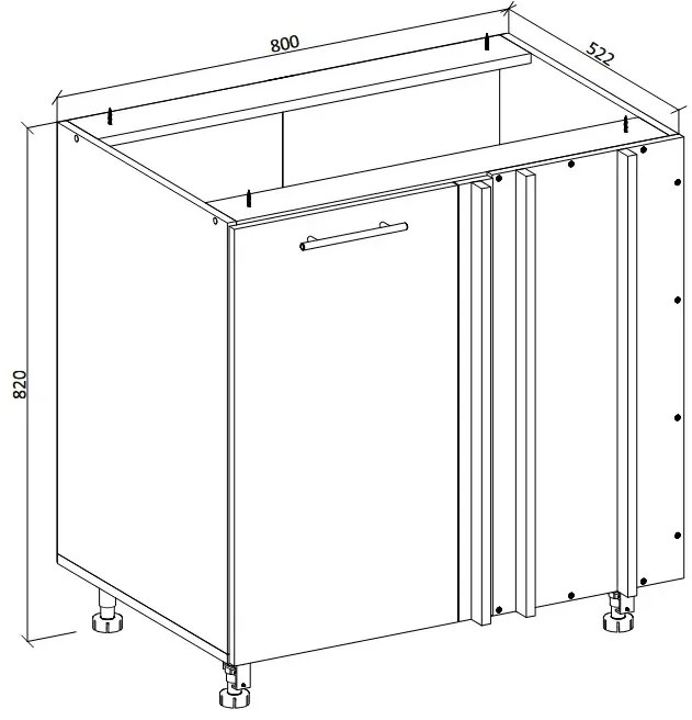 Szafka kuchenna narożna 100(80) VENTO DN-100/82 biały połysk HALMAR
