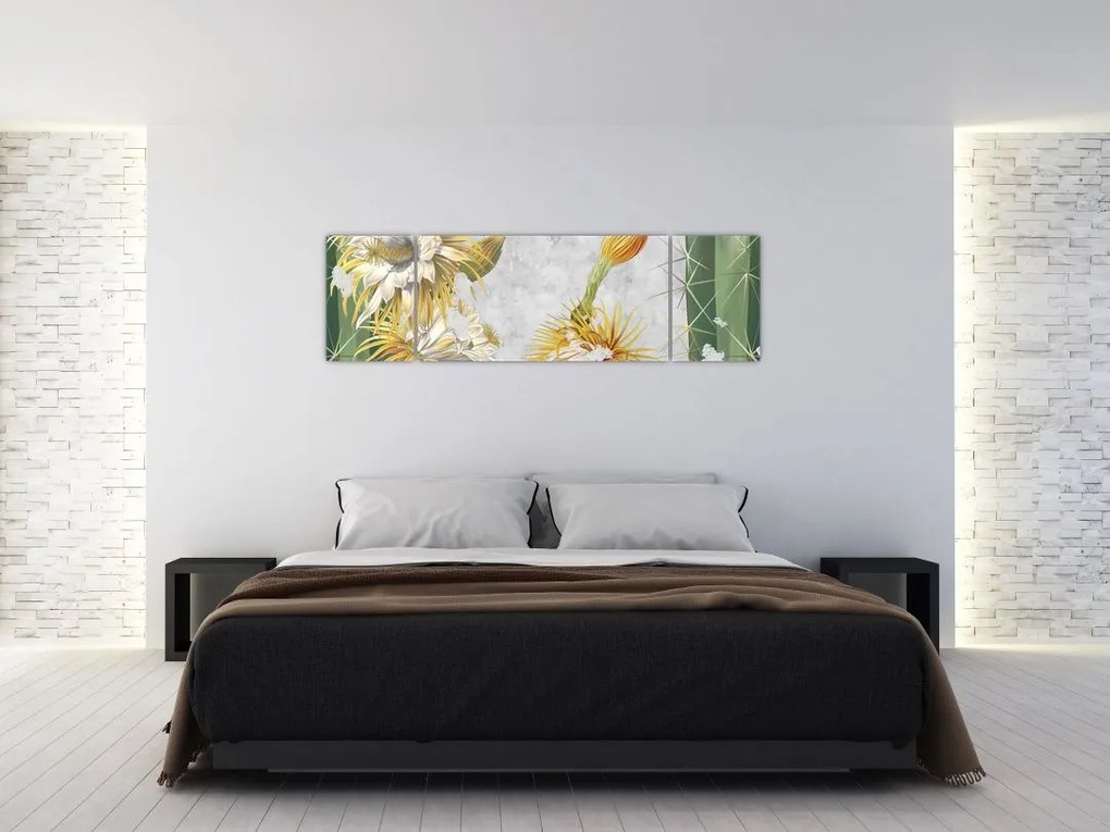 Obraz - Kwitnące kaktusy, vintage (170x50 cm)