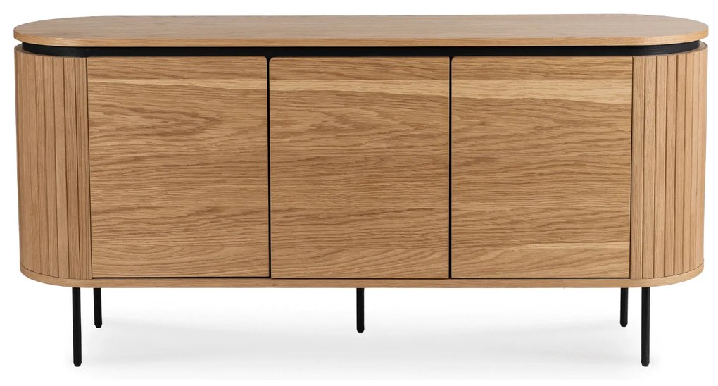 Komoda do Salonu BECK 160 cm Dąb Trzydrzwiowa Ryflowana Nowoczesna