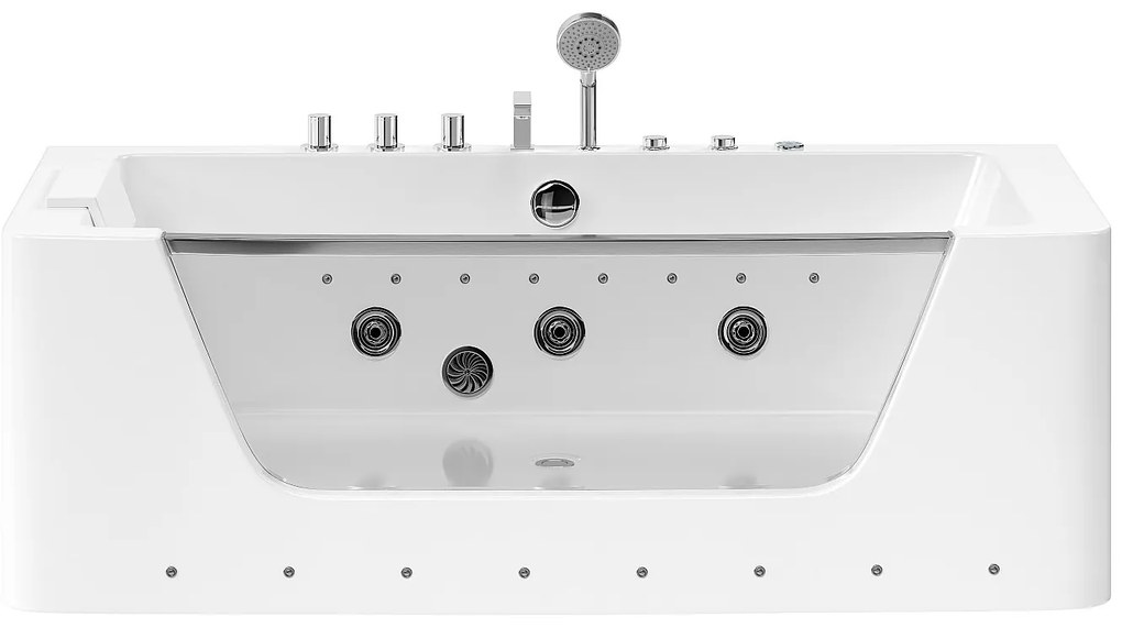 Przeszklona wanna z hydromasażem DYONA - 1-osobowa - 260 l - 170*85*58cm - Kolor: biały