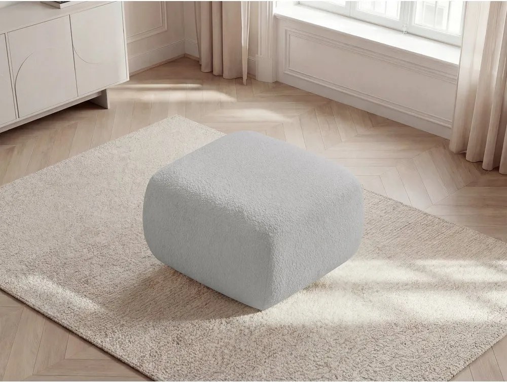 Jasnoszary podnóżek z materiału bouclé Montaigne – Bobochic Paris
