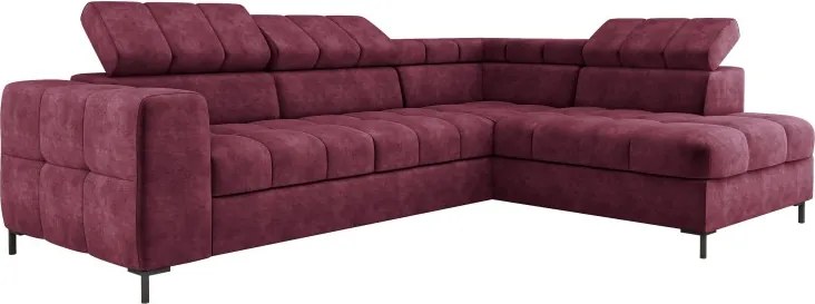 Narożnik PABLOS układ L strona Lewa w tkaninie CLOUD 68 regulowane zagłówki z funkcją spania