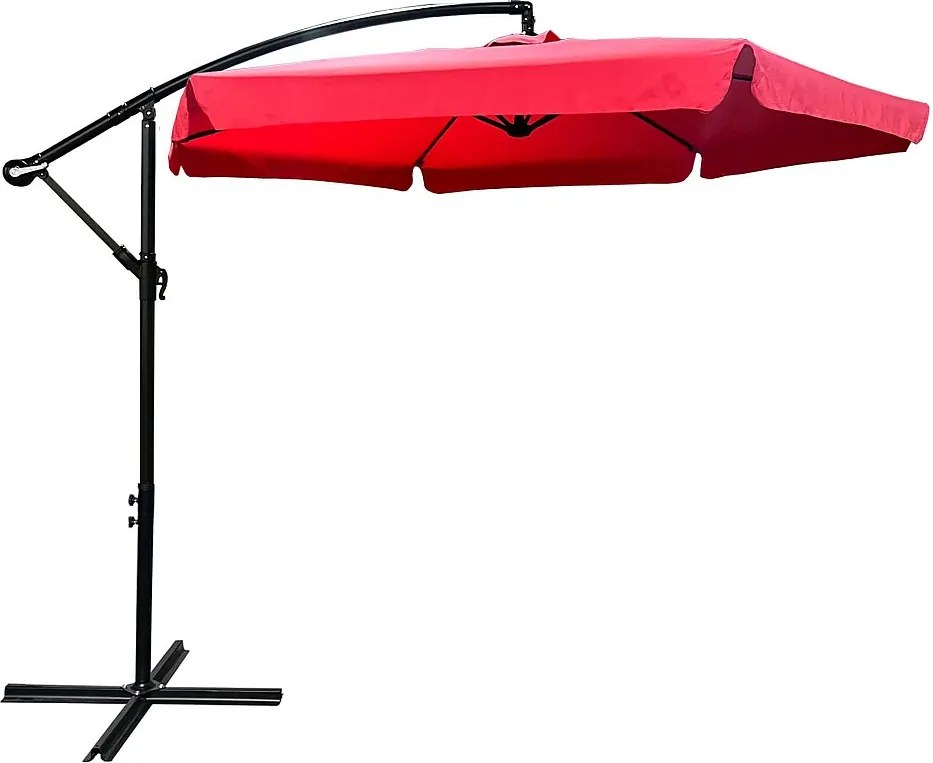 Wodoodporny parasol ogrodowy i tarasowy CYNIA w kolorze czerwonym waga 11,7 kg wymiary 300x300x245 cm