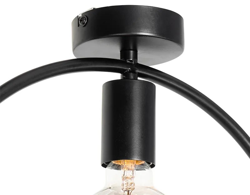 Nowoczesna lampa sufitowa czarna ze szklaną osłoną okrągłą - Roslini Nowoczesny Oswietlenie wewnetrzne