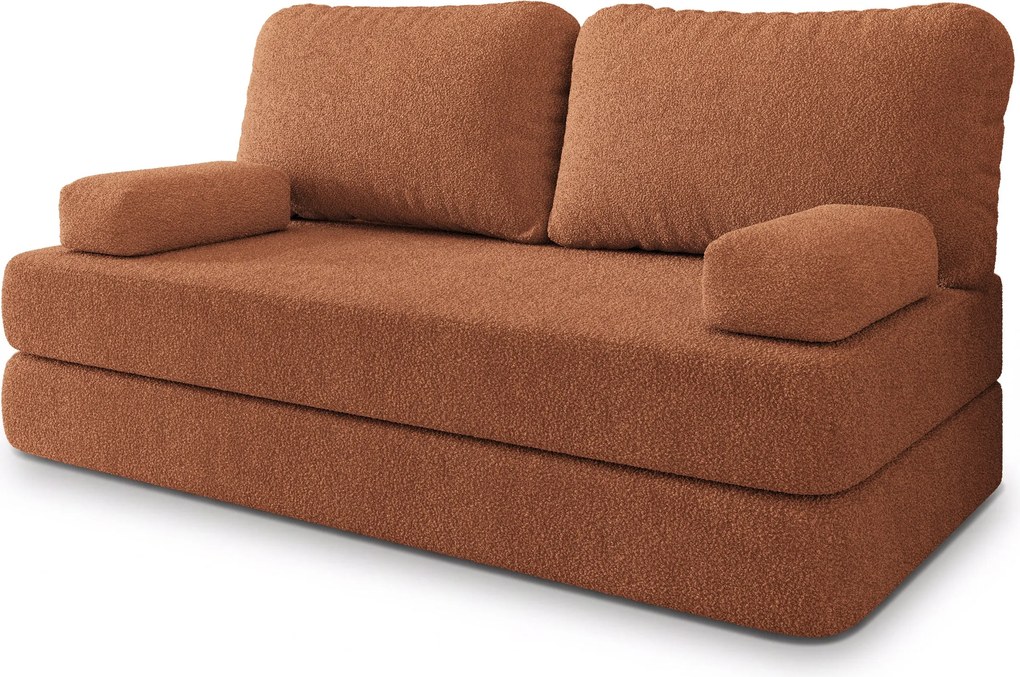 Masseno Sofa piankowa NIKSI z funkcją spania, Kanapa z pianki do salonu, Bezmontażowa, Tkanina bucle – Miedziany QUELLE 54
