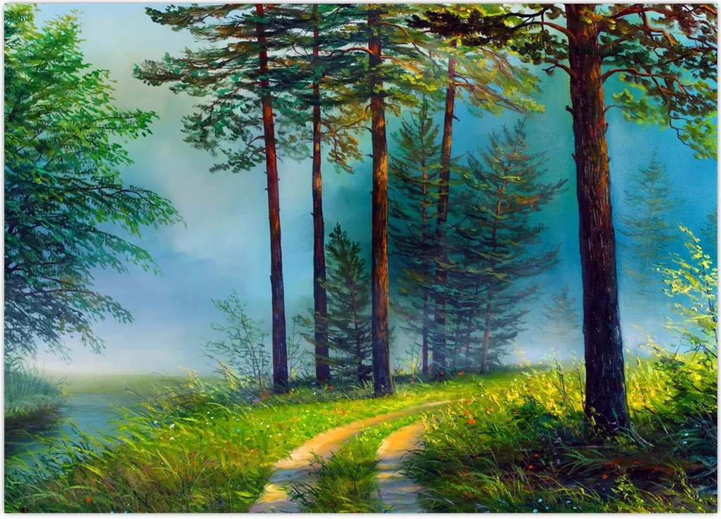 Obraz na szkle - Obraz olejny przedstawiający krajobraz (70x50 cm)