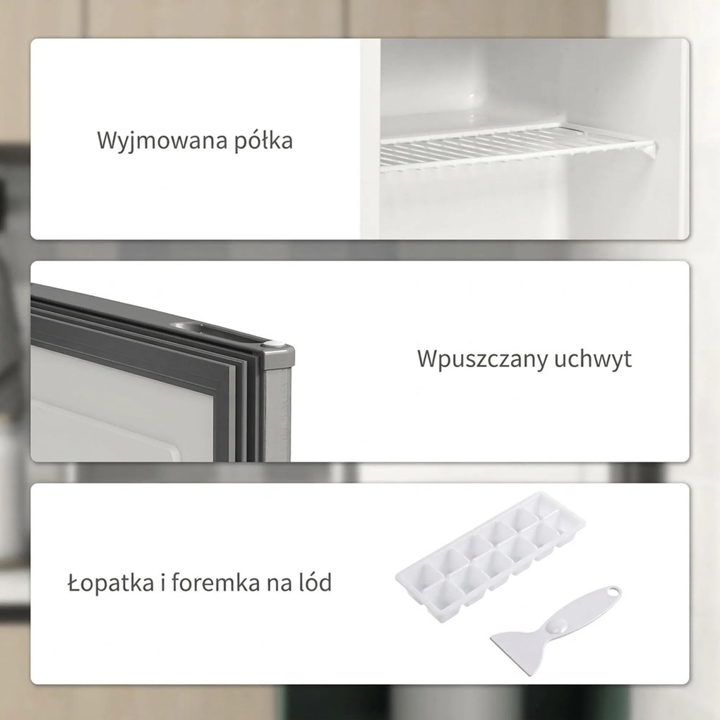HOMCOM Mini-Zamrażarka 35 L Elektryczna, 161W, Wolnostojąca, Mini Zamrażalnik 47 x 44,2 x 48,8 cm, Szara