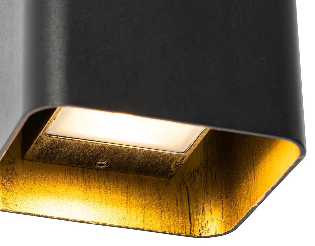 Zewnetrzna Nowoczesna lampa ścienna czarna w komplecie z LED IP54 kwadratowa - Evi Nowoczesny Oswietlenie zewnetrzne