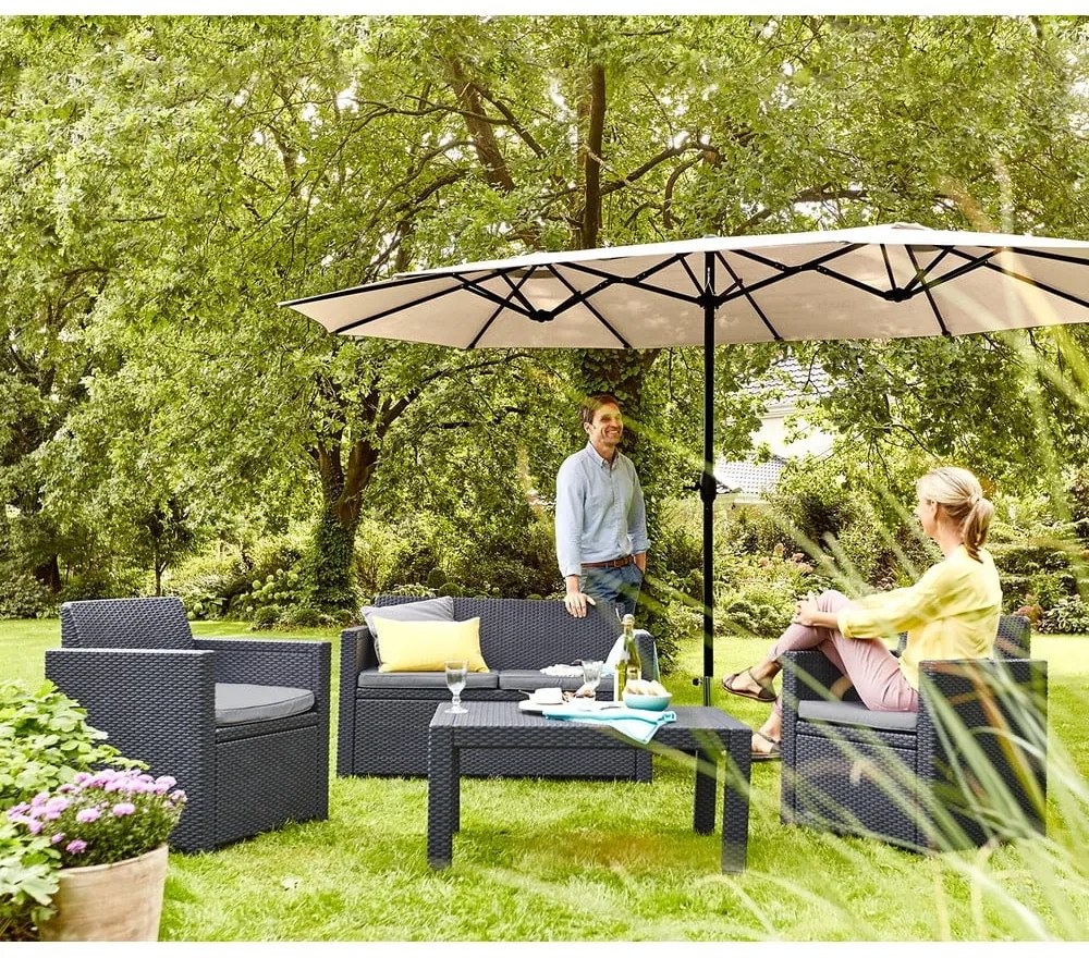 Beżowy parasol ogrodowy 456x270 cm Double – Rojaplast