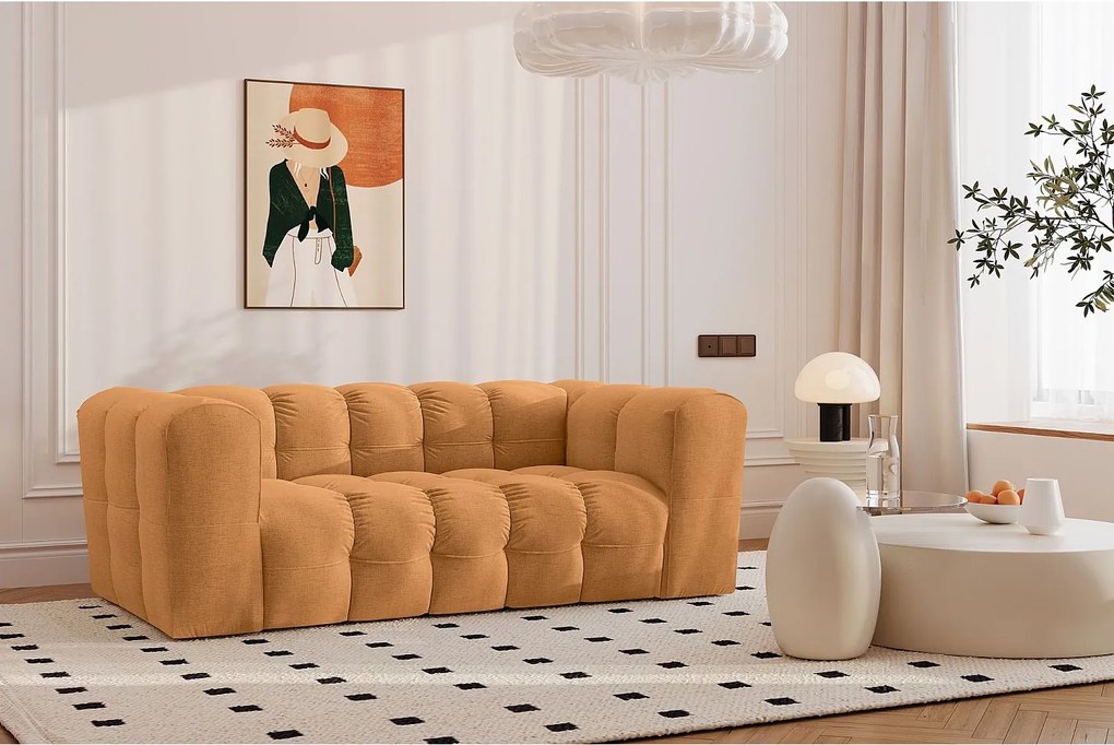 Sofa dwuosobowa BALOO, tkanina szenilowa, Pomarańczowy