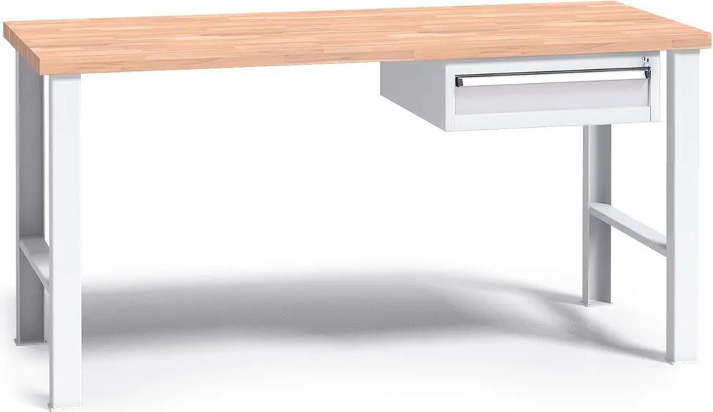Profesjonalny stół warsztatowy G3 z drewnianym blatem roboczym, 1500 mm, 1x 1 szufladowy kontener, szary