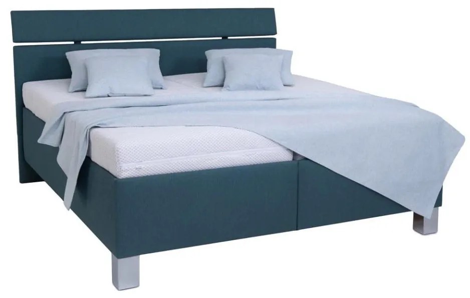 Tapicerowane łóżko z pojemnikiem bez materaca ALIS 180x200 cm petrolowe