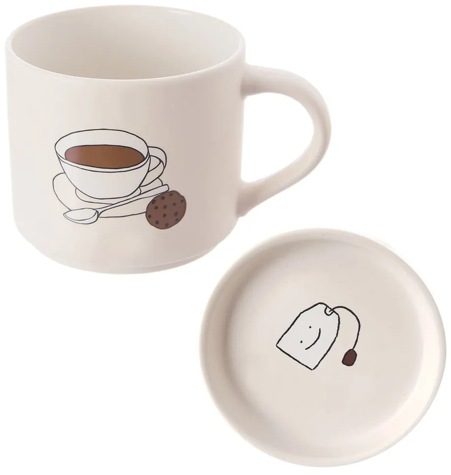 Biały porcelanowy kubek z pokrywką 450 ml – Orion