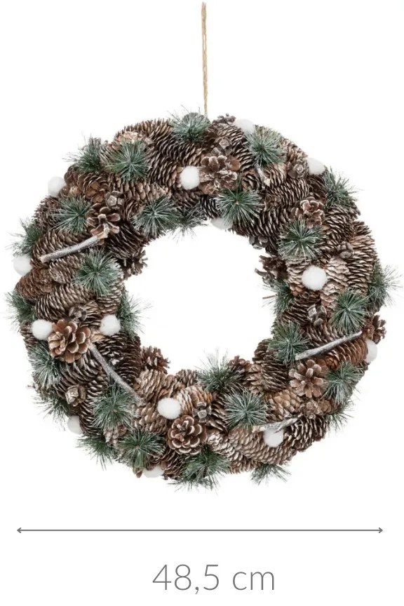 Świąteczny wieniec z szyszkami sosny, 48,5 cm