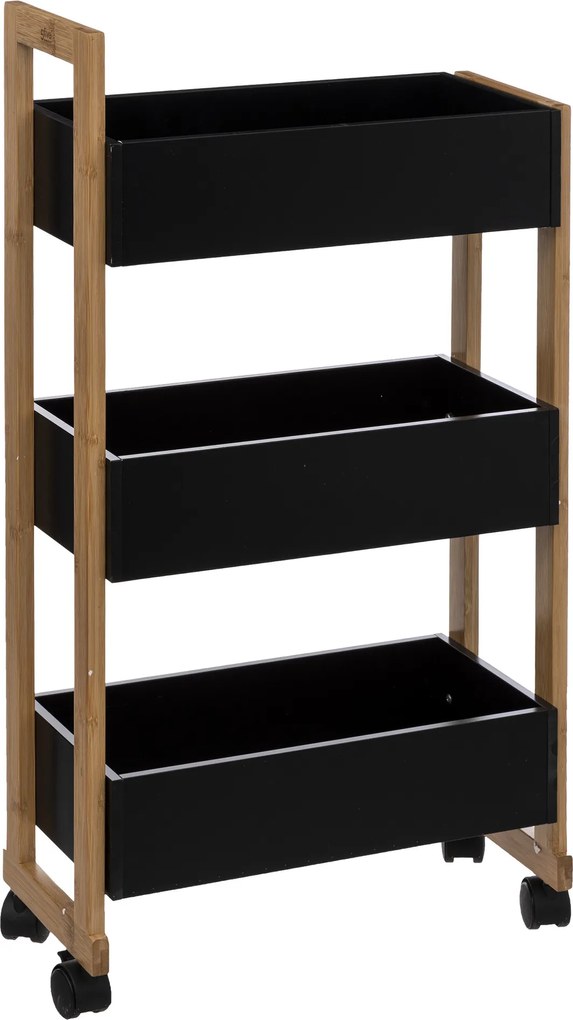 Wózek łazienkowy BAMBOO, szafka bambusowa - 3 poziomy
