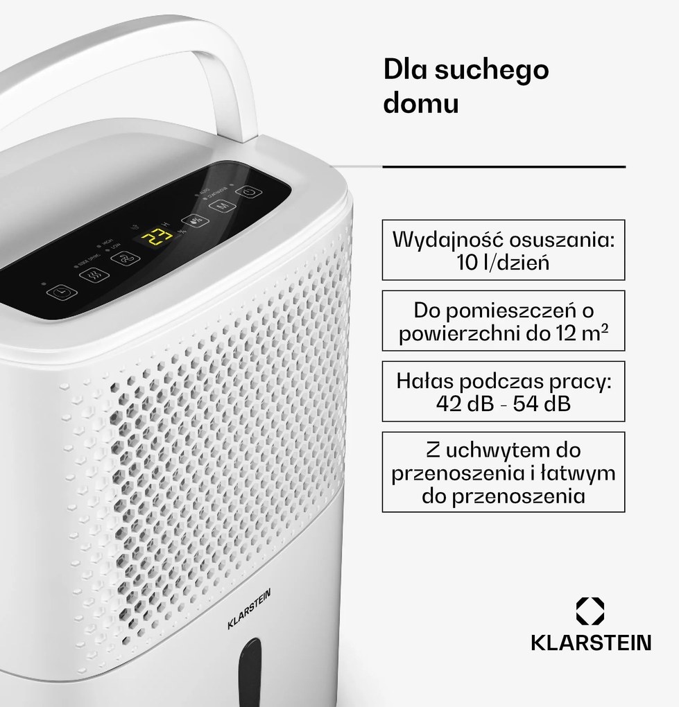 Klarstein DryFy 10L/24h 1,8L Osuszacz powietrza Biały