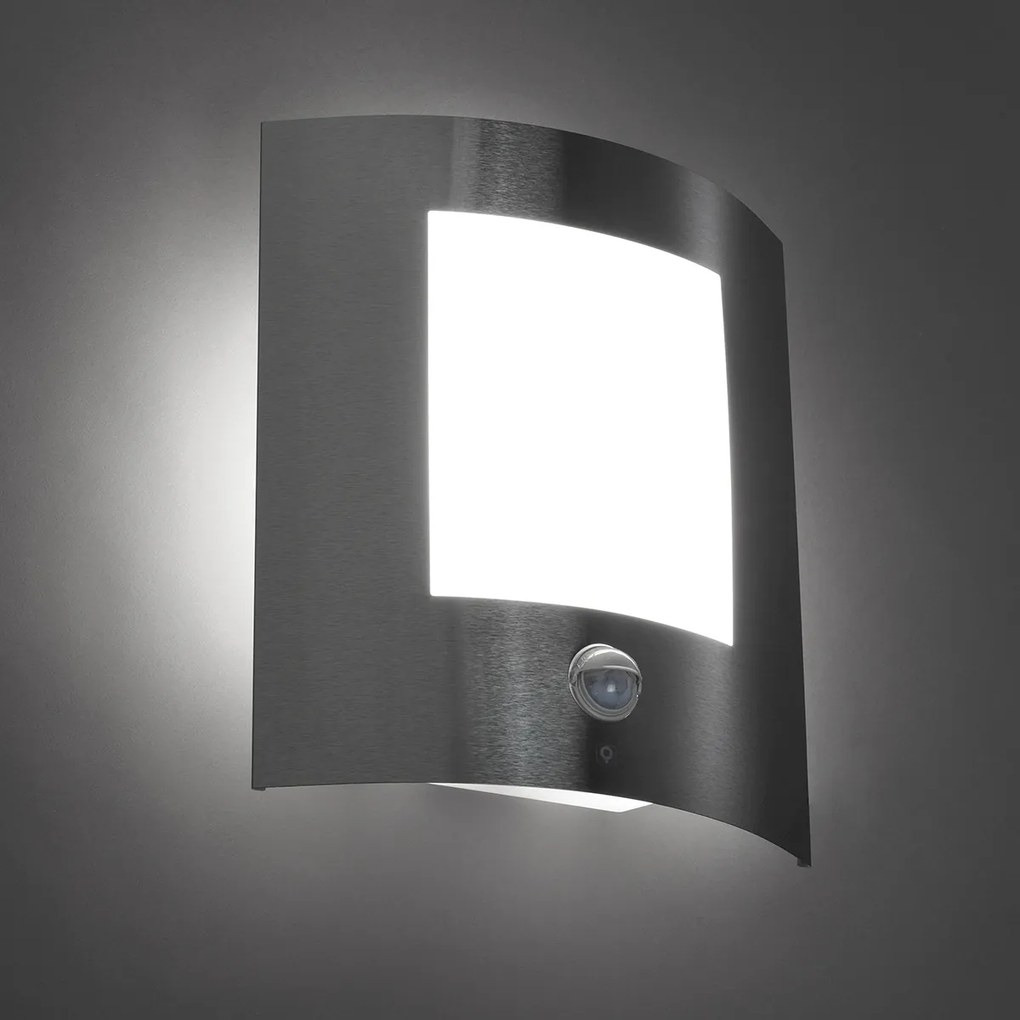 Nowoczesna lampa ścienna zewnętrzna ze stali ze czujnikiem ruchu IP44 - Emmerald 1