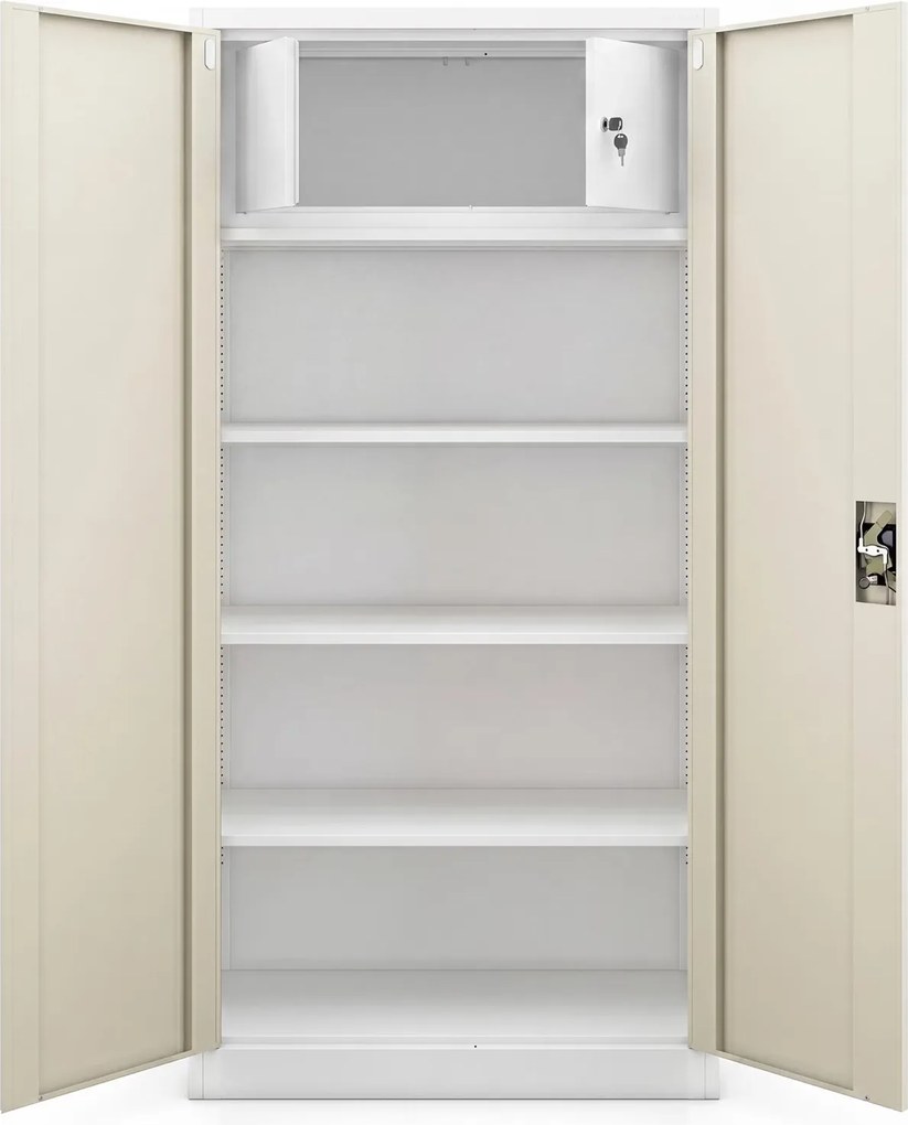 Dwudrzwiowa szafa aktowa z sejfem Eco Design Tomasz, 90x45x185 cm, biały/dąb sonoma
